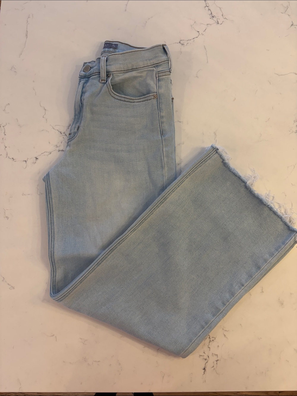 Just USA Light Blue Ankle Crop Raw Hem Jeans